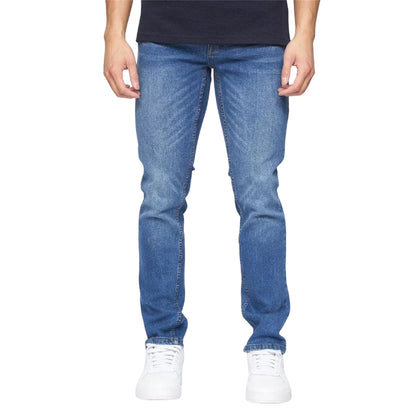 Stone Wash - Front - Crosshatch Mens Plain Slim Jeans
