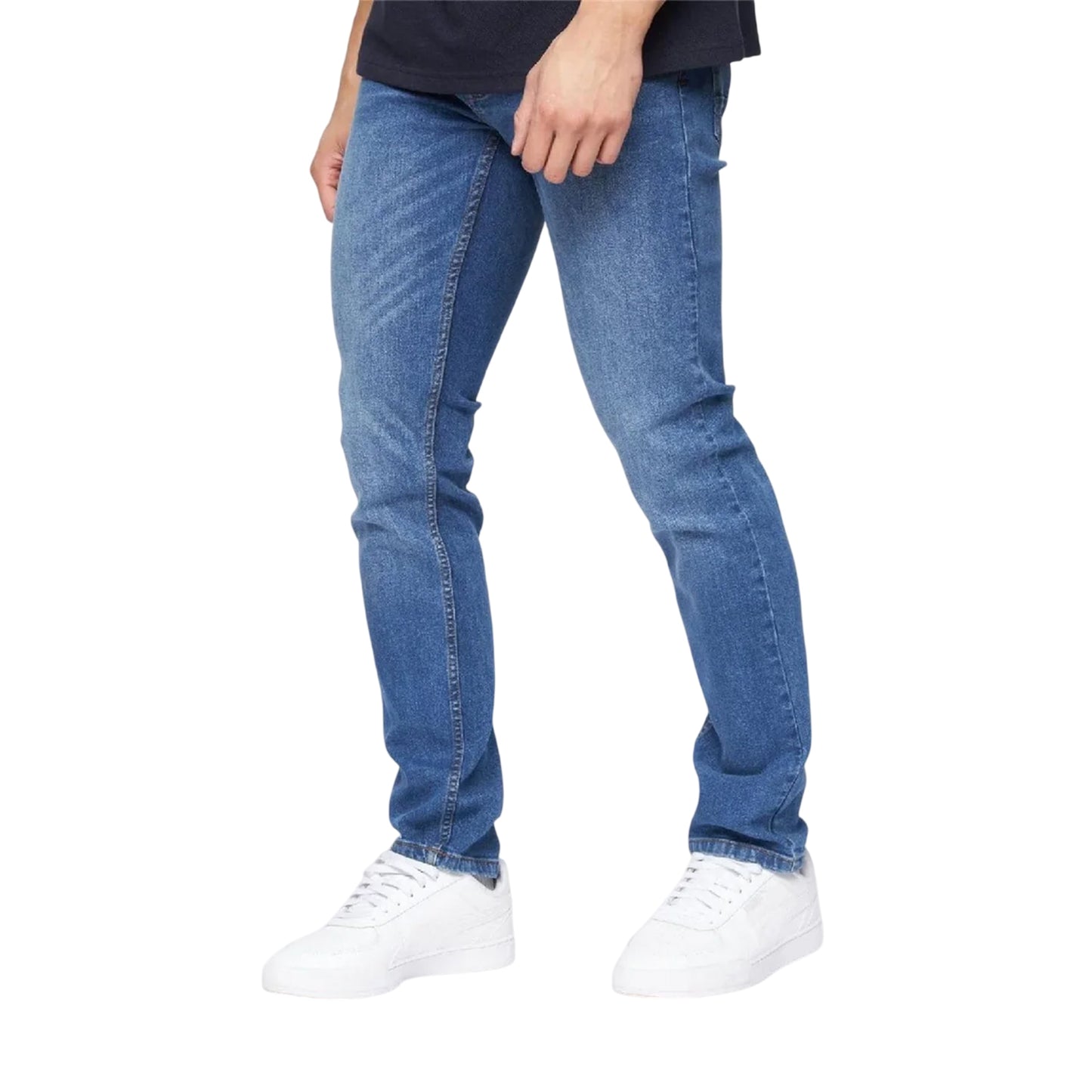 Stone Wash - Back - Crosshatch Mens Plain Slim Jeans