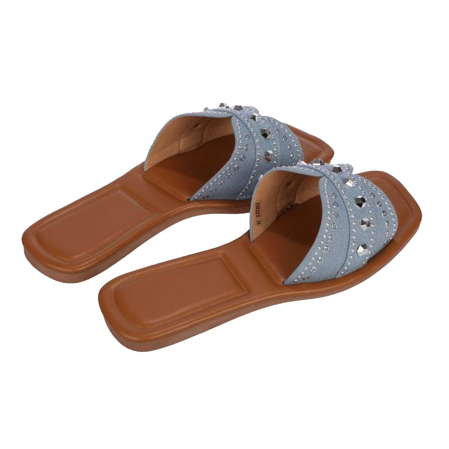 Light Blue - Back - No Doubt Womens-Ladies Cross Strap Flat Sandals