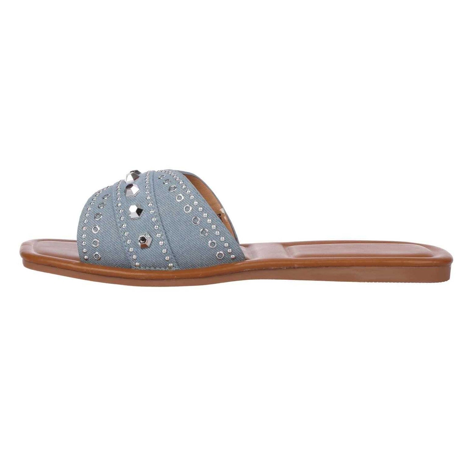Light Blue - Side - No Doubt Womens-Ladies Cross Strap Flat Sandals