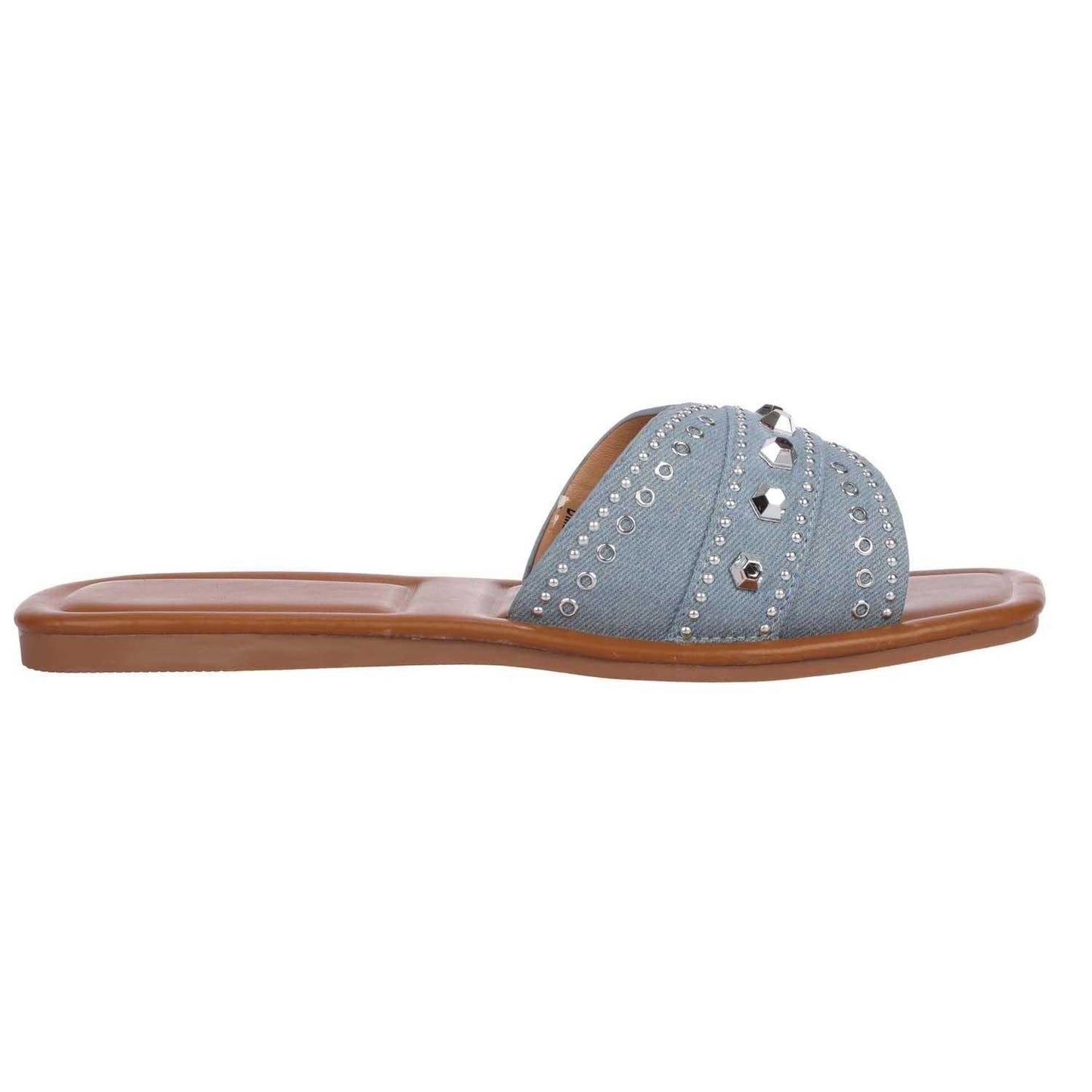 Light Blue - Front - No Doubt Womens-Ladies Cross Strap Flat Sandals