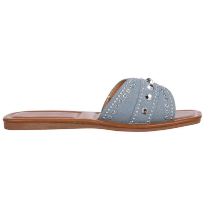 Light Blue - Front - No Doubt Womens-Ladies Cross Strap Flat Sandals