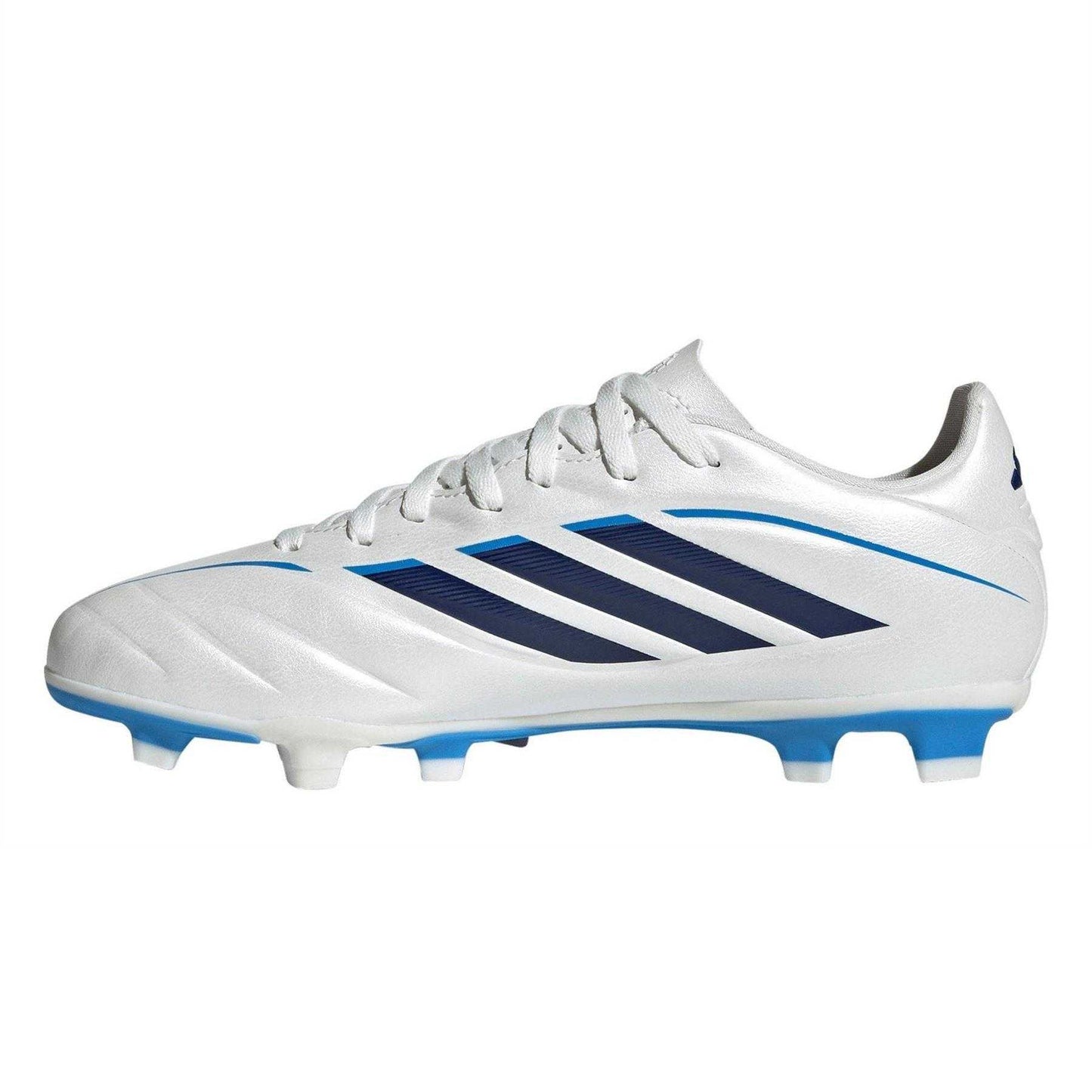 White-Black-Blue - Side - Adidas Childrens-Kids Copa Pure IV 3 Stripes Firm Ground Football Boots