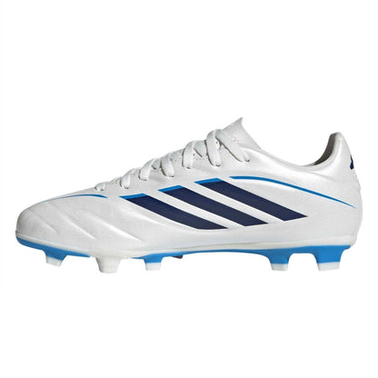 White-Black-Blue - Side - Adidas Childrens-Kids Copa Pure IV 3 Stripes Firm Ground Football Boots