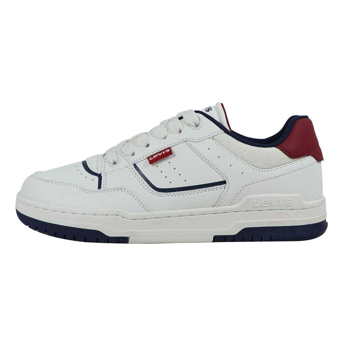 White-Navy - Side - Levis Childrens-Kids John Trainers