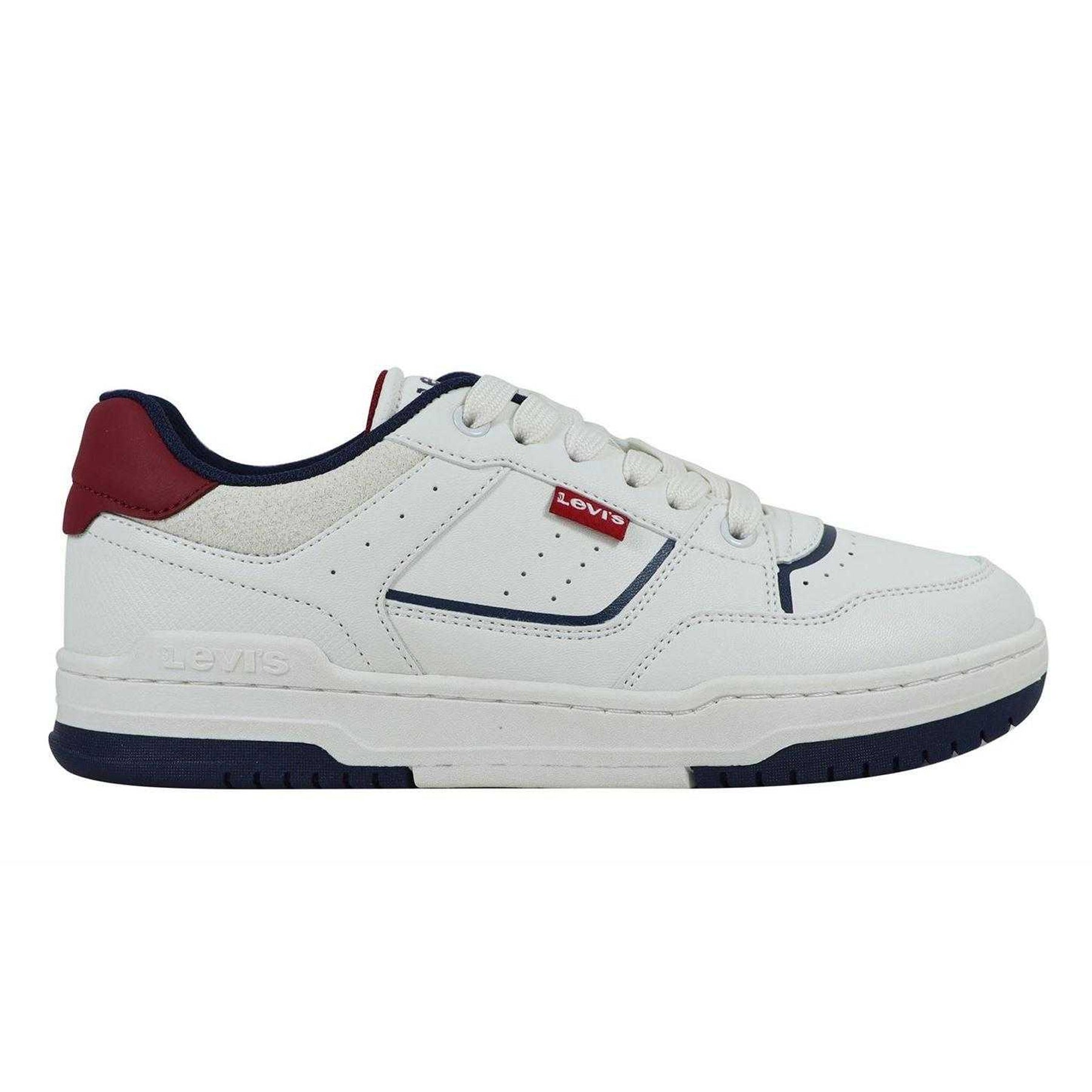 White-Navy - Front - Levis Childrens-Kids John Trainers