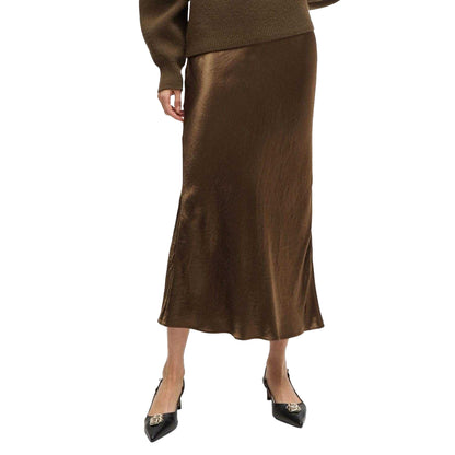 Brown - Lifestyle - Boss Womens-Ladies Vesatie Satin Midi Skirt