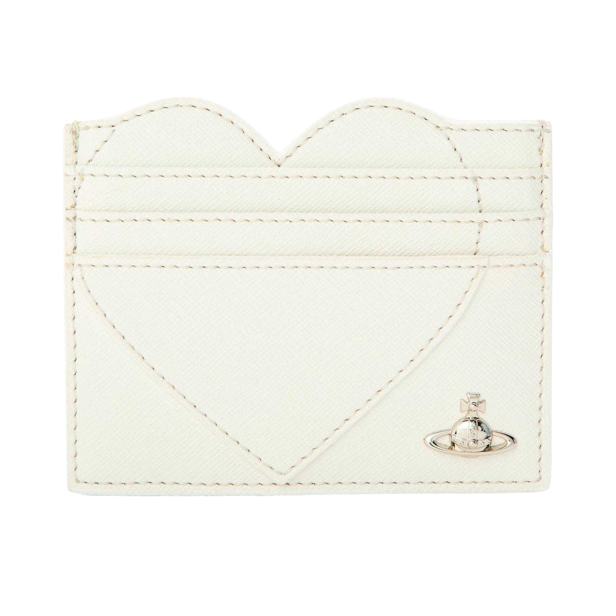 Off White - Front - Vivienne Westwood Heart Leather Card Holder