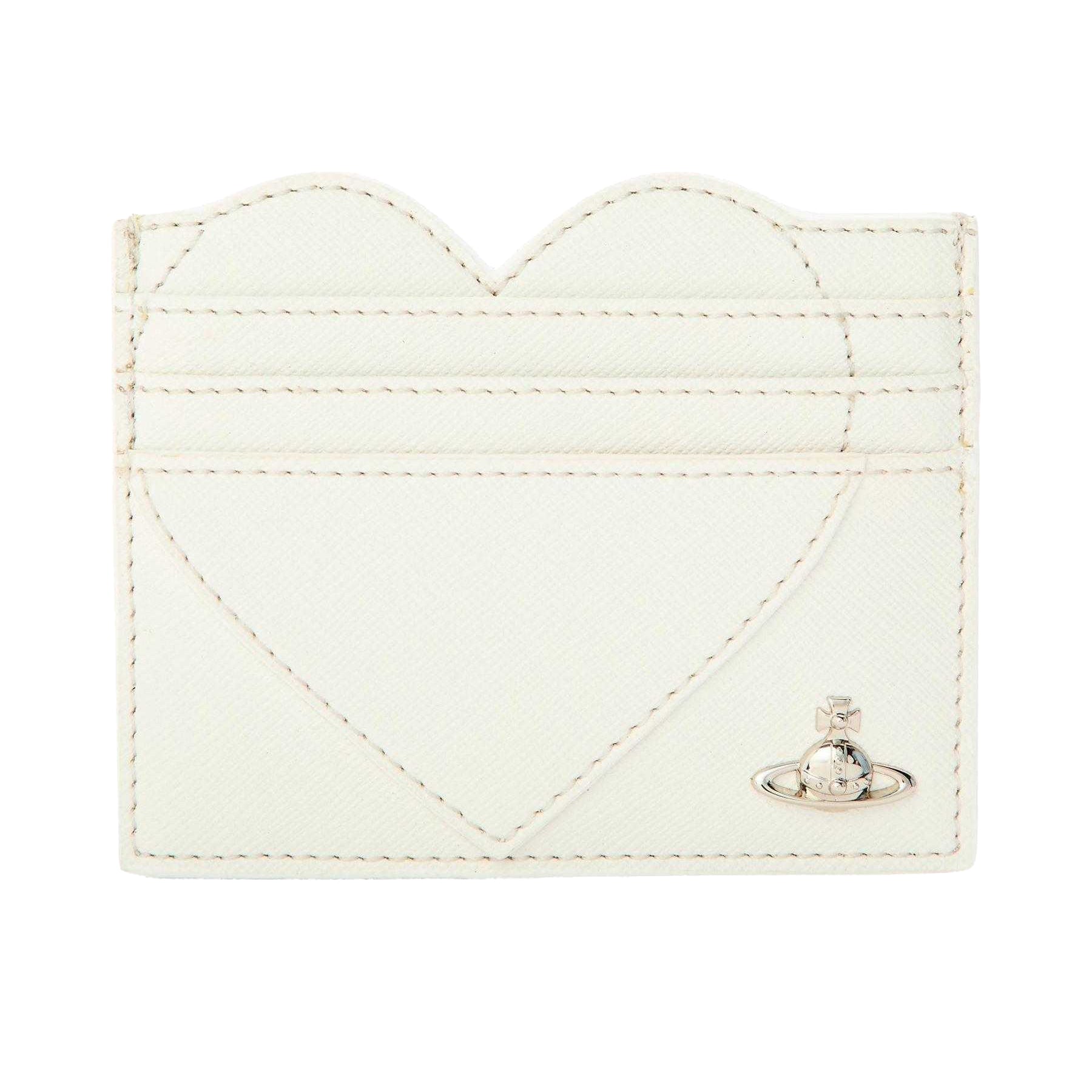 Off White - Front - Vivienne Westwood Heart Leather Card Holder