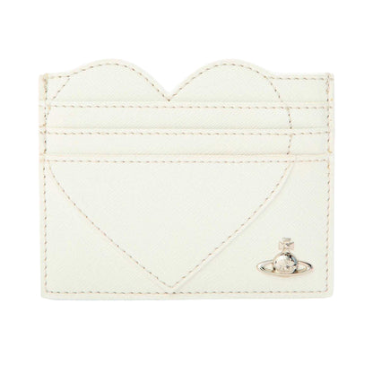 Off White - Front - Vivienne Westwood Heart Leather Card Holder