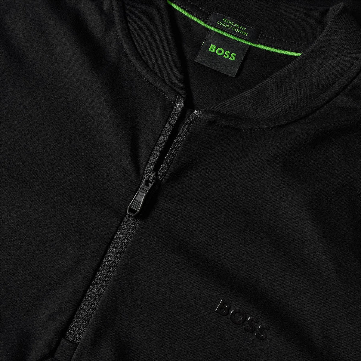Black - Side - Boss Mens Pl Unity Pariq Quarter Zip Regular Polo Shirt