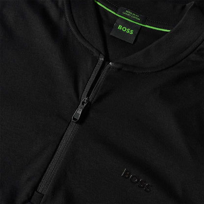 Black - Side - Boss Mens Pl Unity Pariq Quarter Zip Regular Polo Shirt