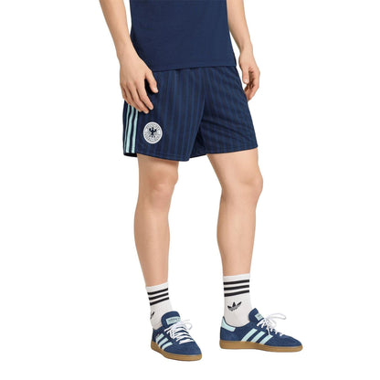 Navy-Black - Side - Adidas Mens Germany DFB Structured Relaxed Fit Football Shorts