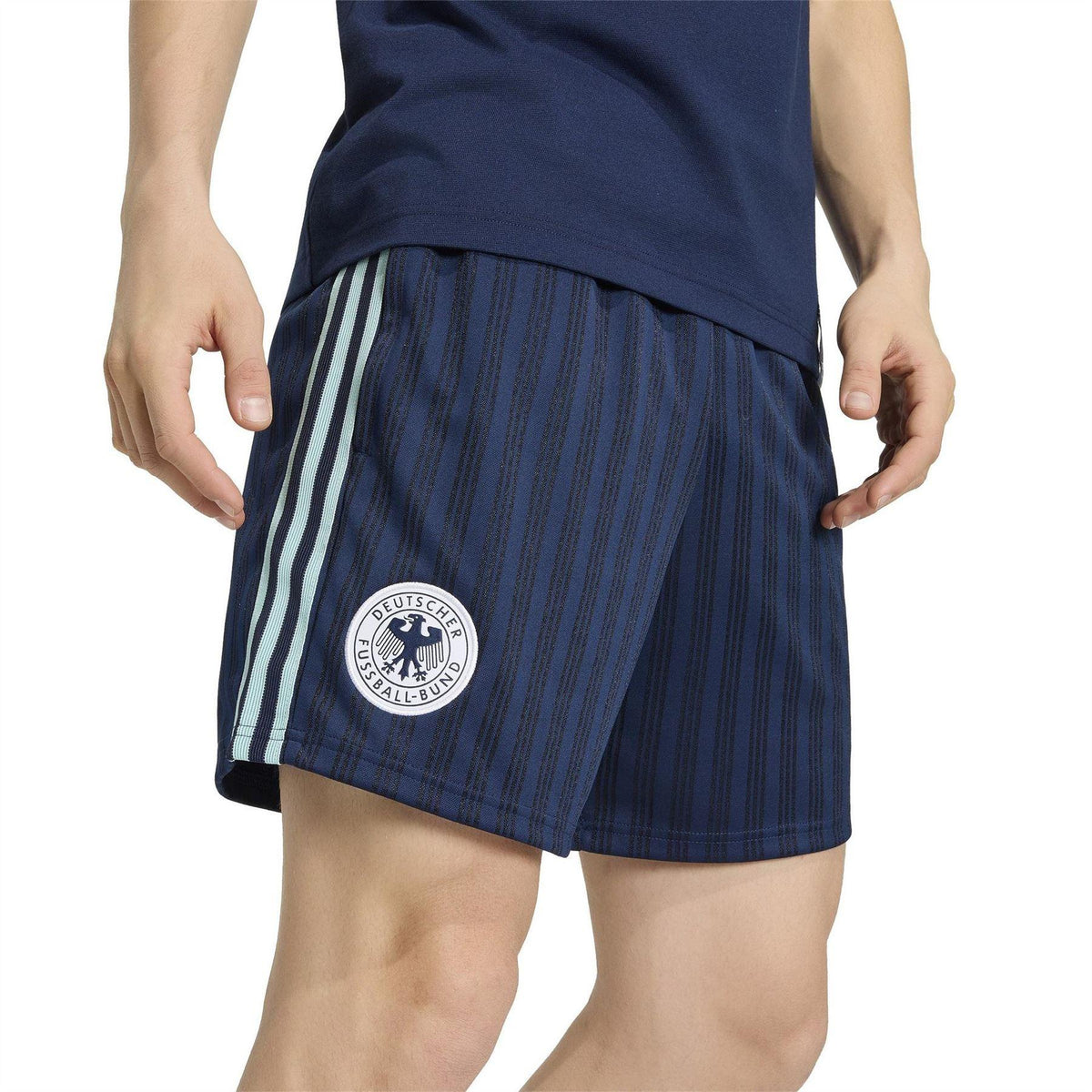 Navy-Black - Lifestyle - Adidas Mens Germany DFB Structured Relaxed Fit Football Shorts