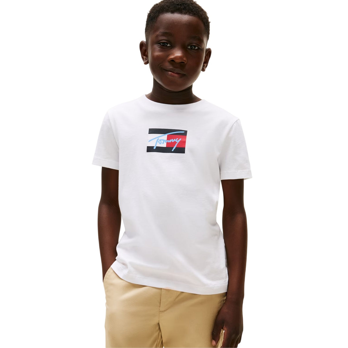 White - Back - Tommy Hilfiger Childrens-Kids Script Logo T-Shirt