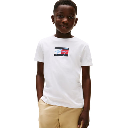 White - Back - Tommy Hilfiger Childrens-Kids Script Logo T-Shirt