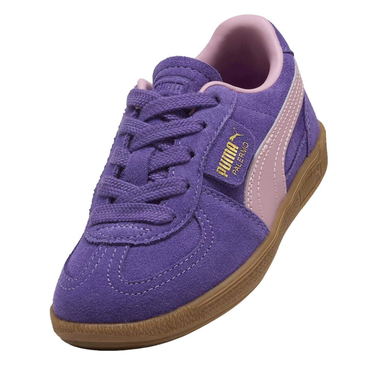 Purple - Pack Shot - Puma Childrens-Kids Palermo Classic Leather Trainers