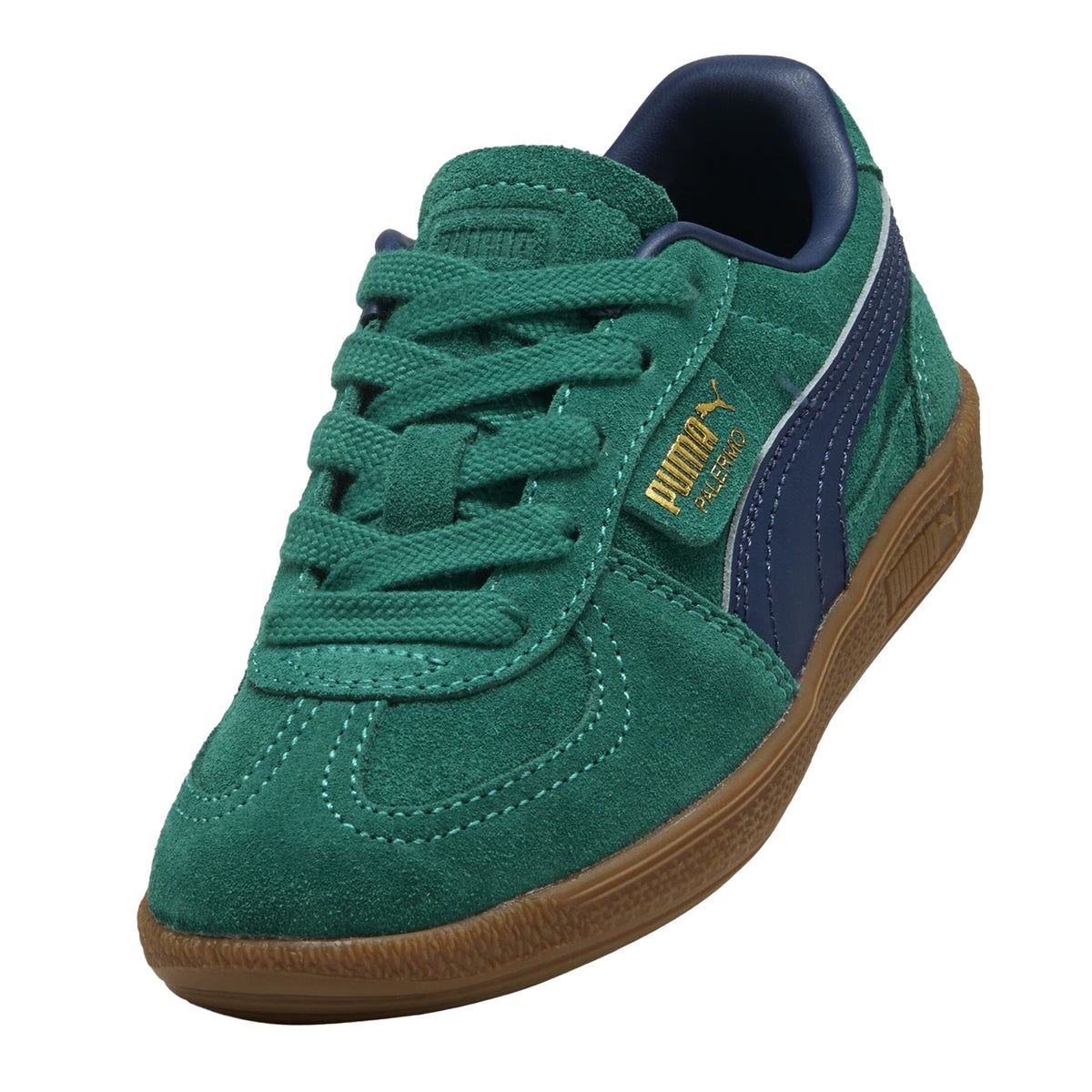 Green - Pack Shot - Puma Childrens-Kids Palermo Classic Leather Trainers