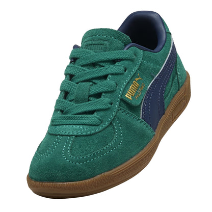 Green - Pack Shot - Puma Childrens-Kids Palermo Classic Leather Trainers
