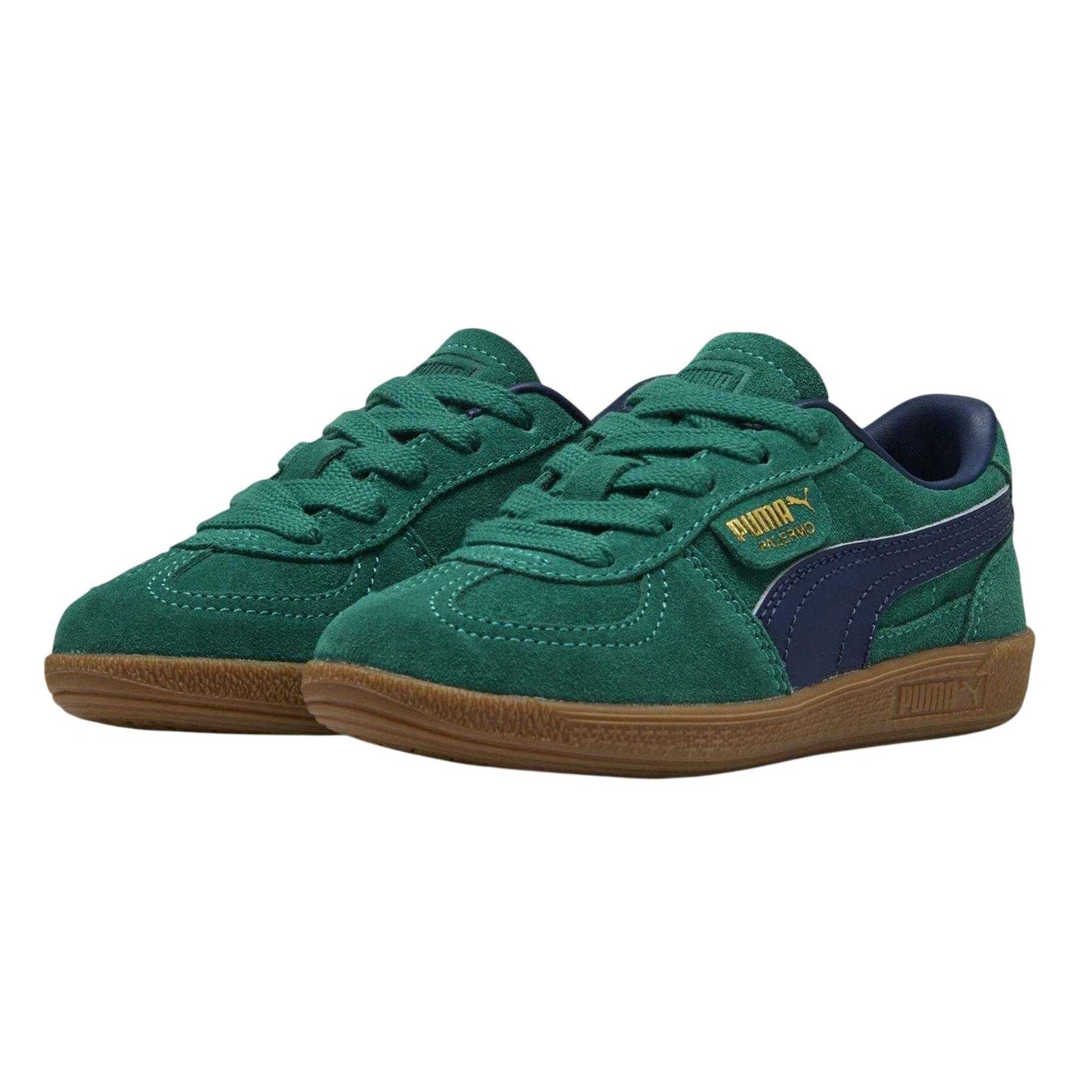 Green - Close up - Puma Childrens-Kids Palermo Classic Leather Trainers