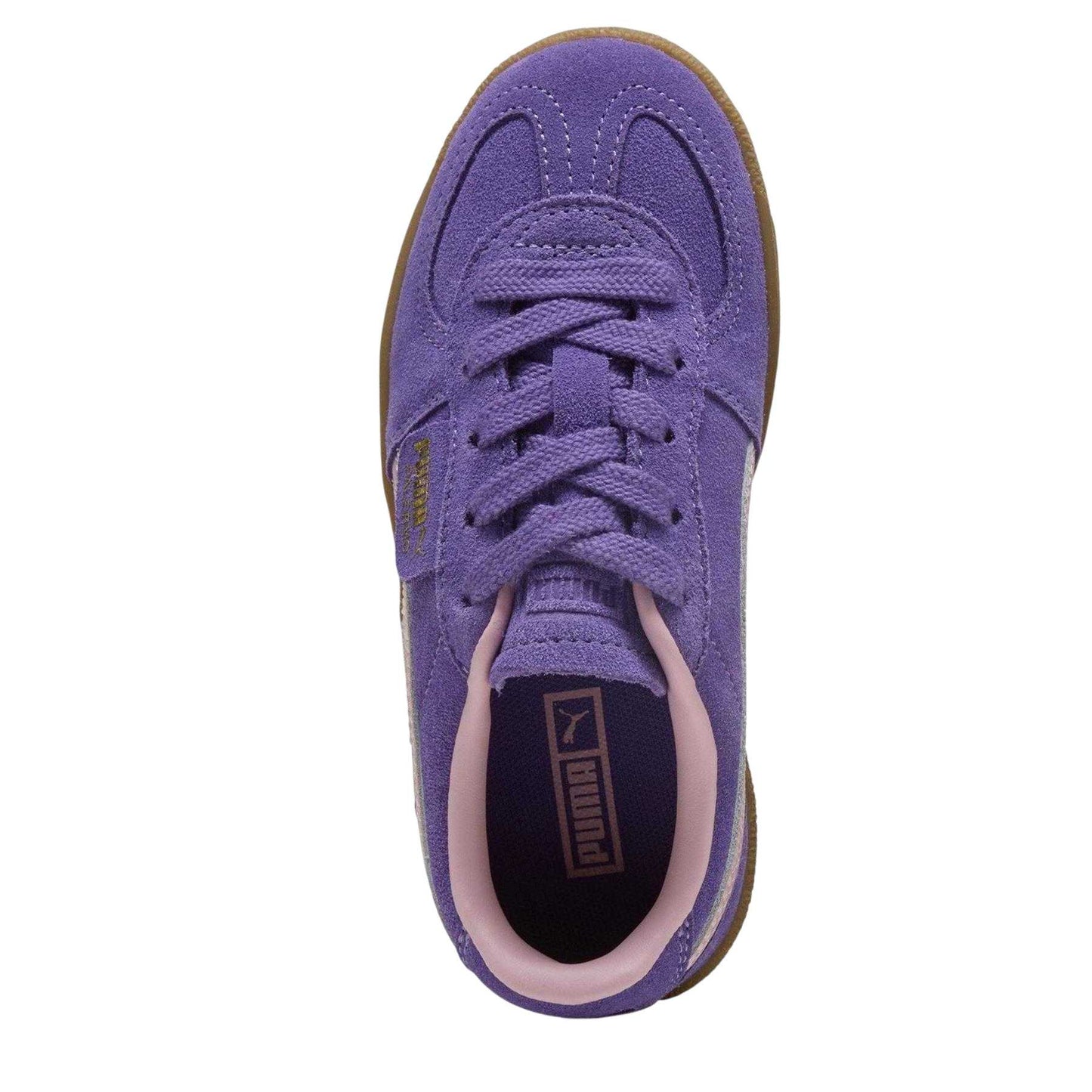 Purple - Side - Puma Childrens-Kids Palermo Classic Leather Trainers