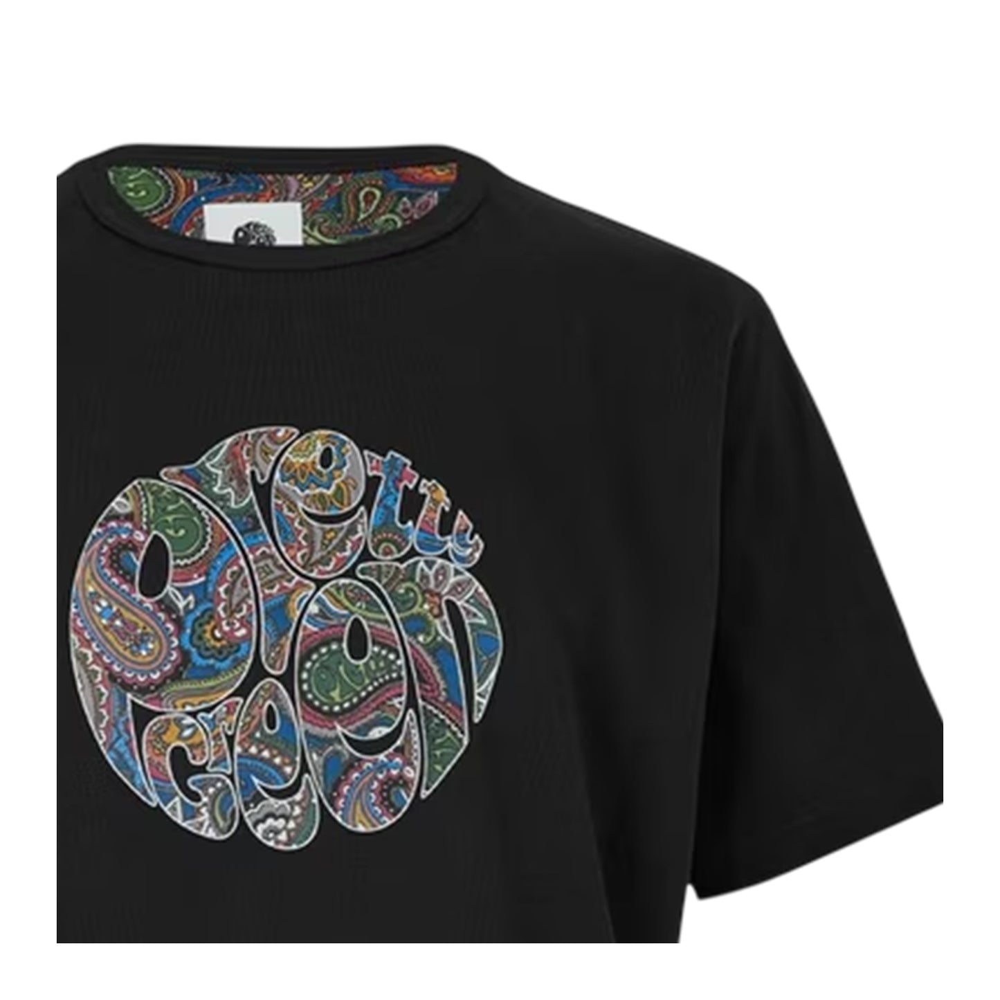 Black - Side - Pretty Green Mens Paisley Logo Regular T-Shirt