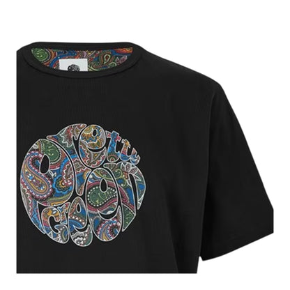 Black - Side - Pretty Green Mens Paisley Logo Regular T-Shirt