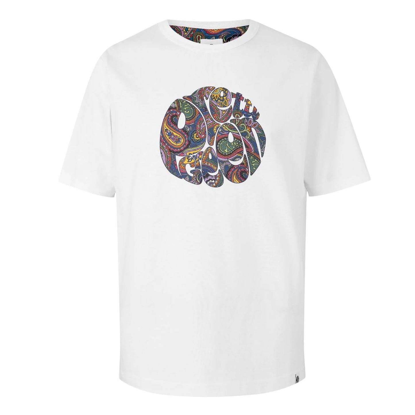White - Front - Pretty Green Mens Paisley Logo Regular T-Shirt