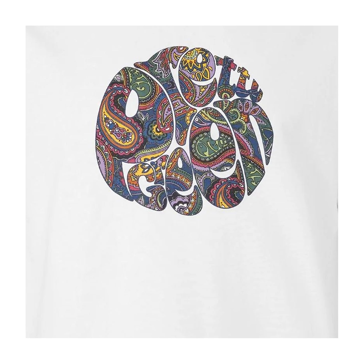 White - Side - Pretty Green Mens Paisley Logo Regular T-Shirt