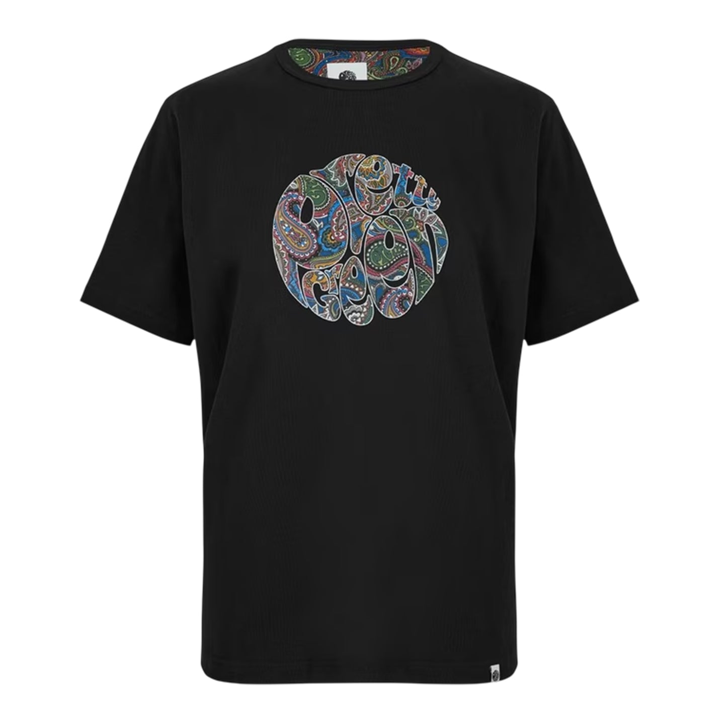 Black - Front - Pretty Green Mens Paisley Logo Regular T-Shirt