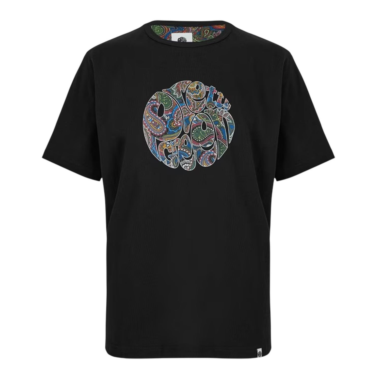 Black - Front - Pretty Green Mens Paisley Logo Regular T-Shirt