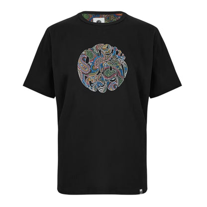 Black - Front - Pretty Green Mens Paisley Logo Regular T-Shirt