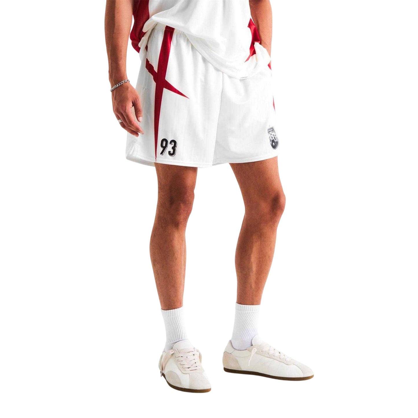White - Side - Represent Mens Spiked Football Shorts