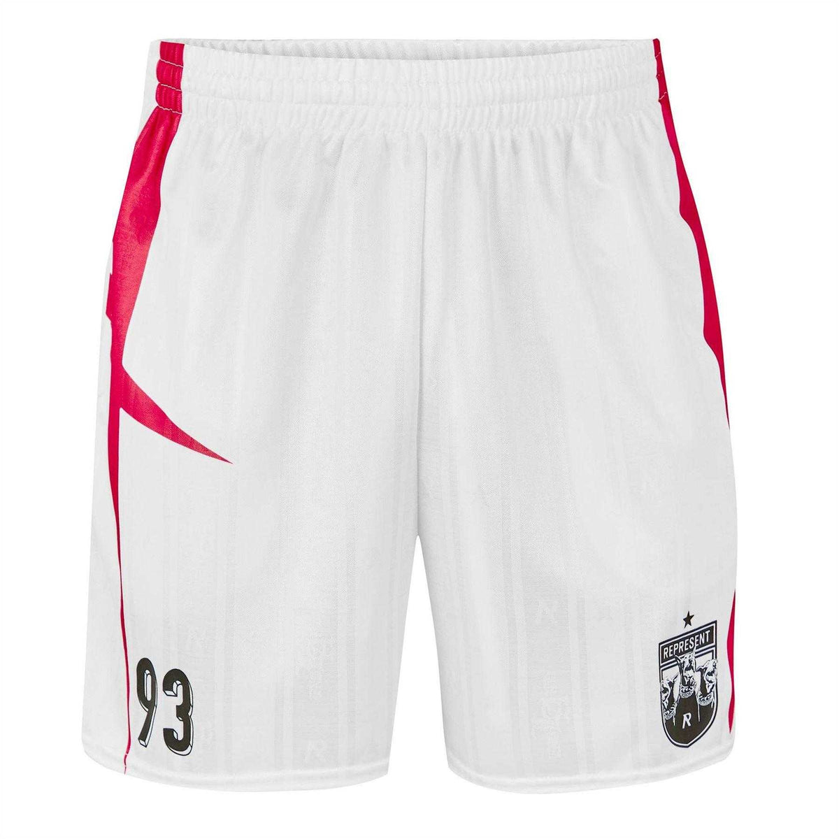 White - Front - Represent Mens Spiked Football Shorts