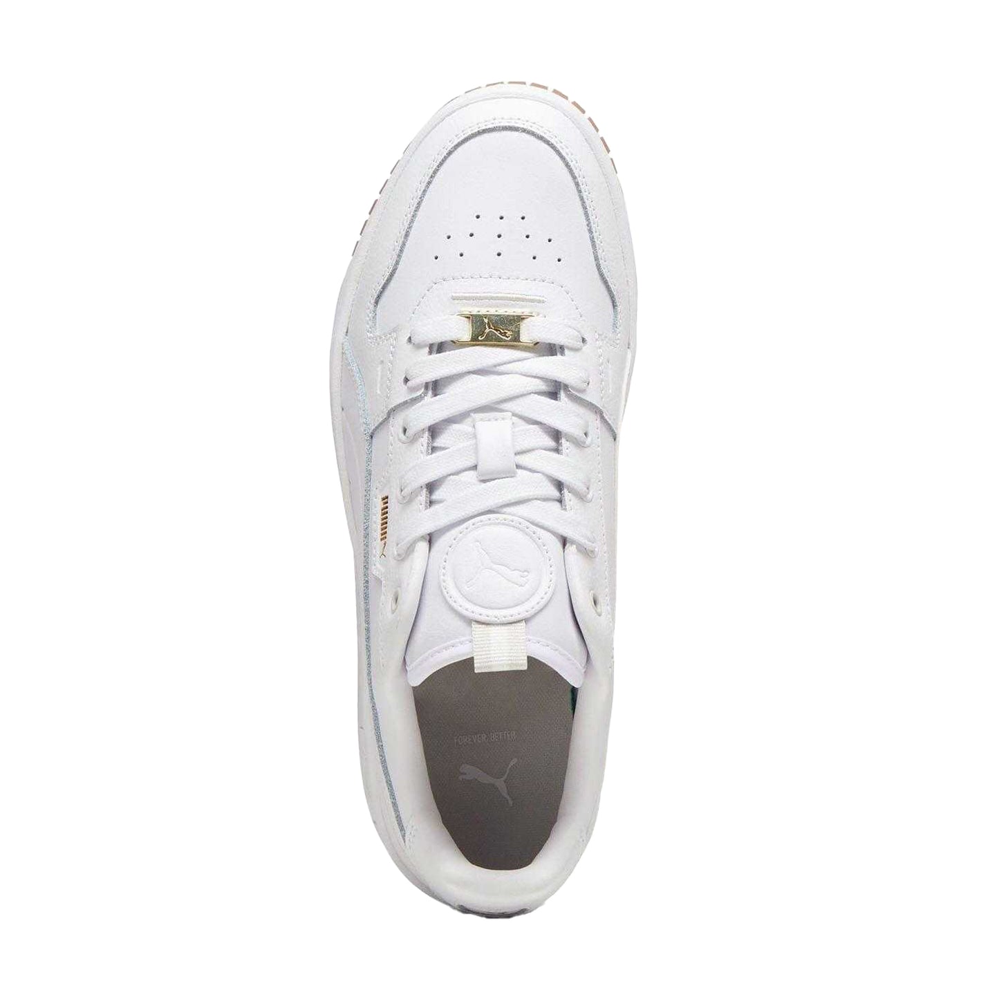 White-Gold - Side - Puma Unisex Adult Carina Street Lux Leather Trainers