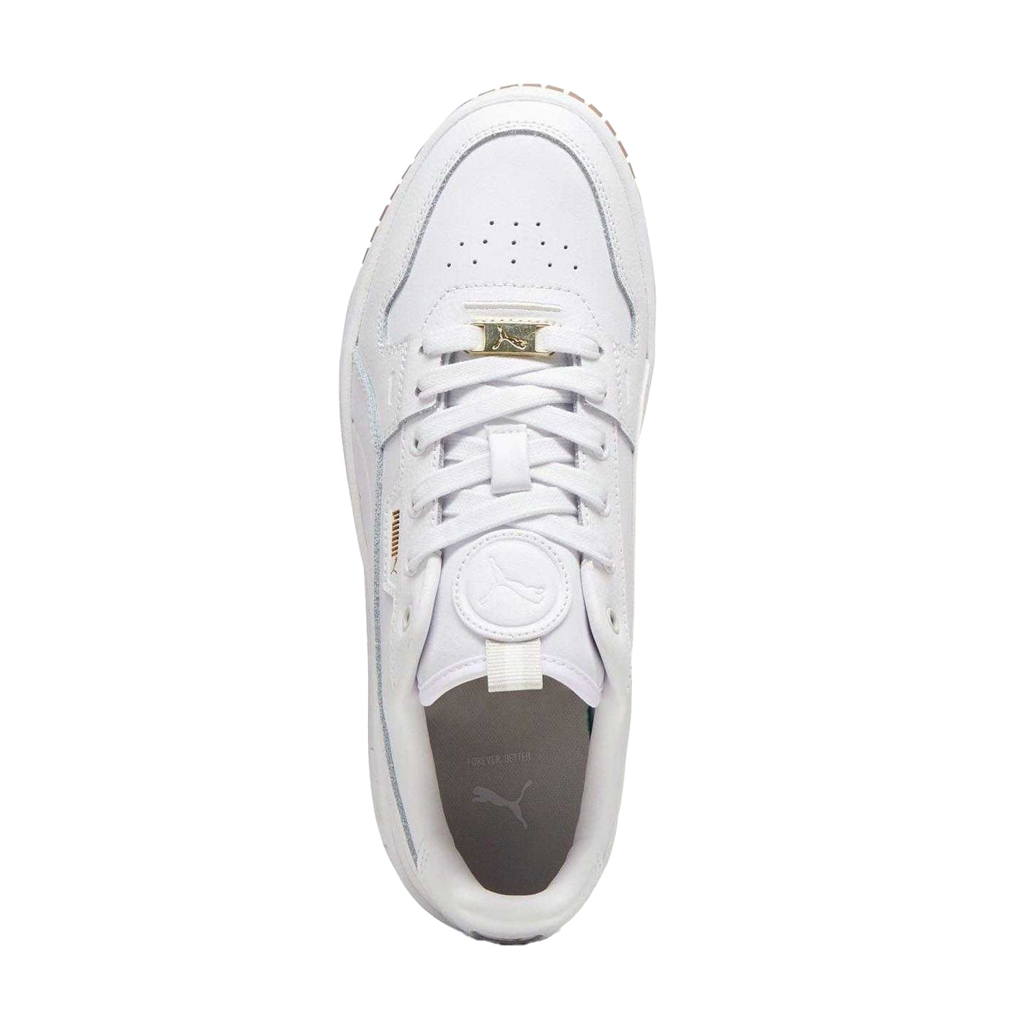 White-Gold - Side - Puma Unisex Adult Carina Street Lux Leather Trainers
