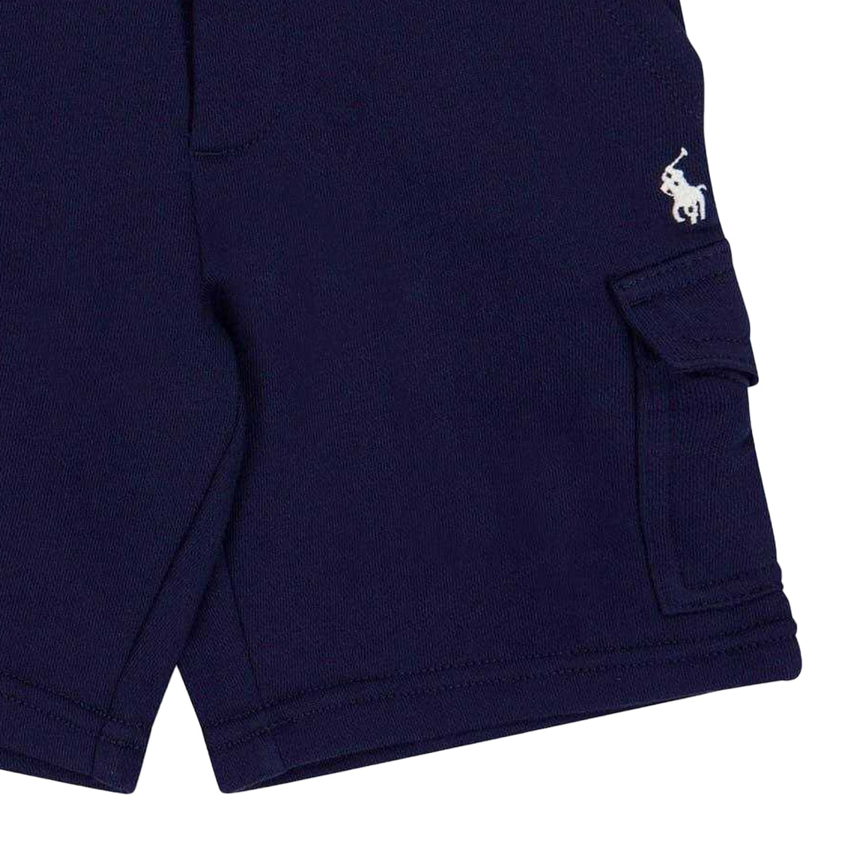 Navy - Side - Ralph Lauren Boys Embroidered Logo Cargo Shorts