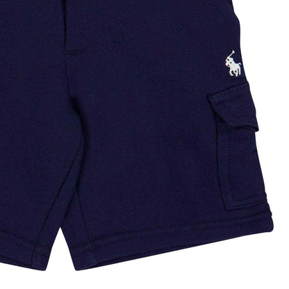 Navy - Side - Ralph Lauren Boys Embroidered Logo Cargo Shorts