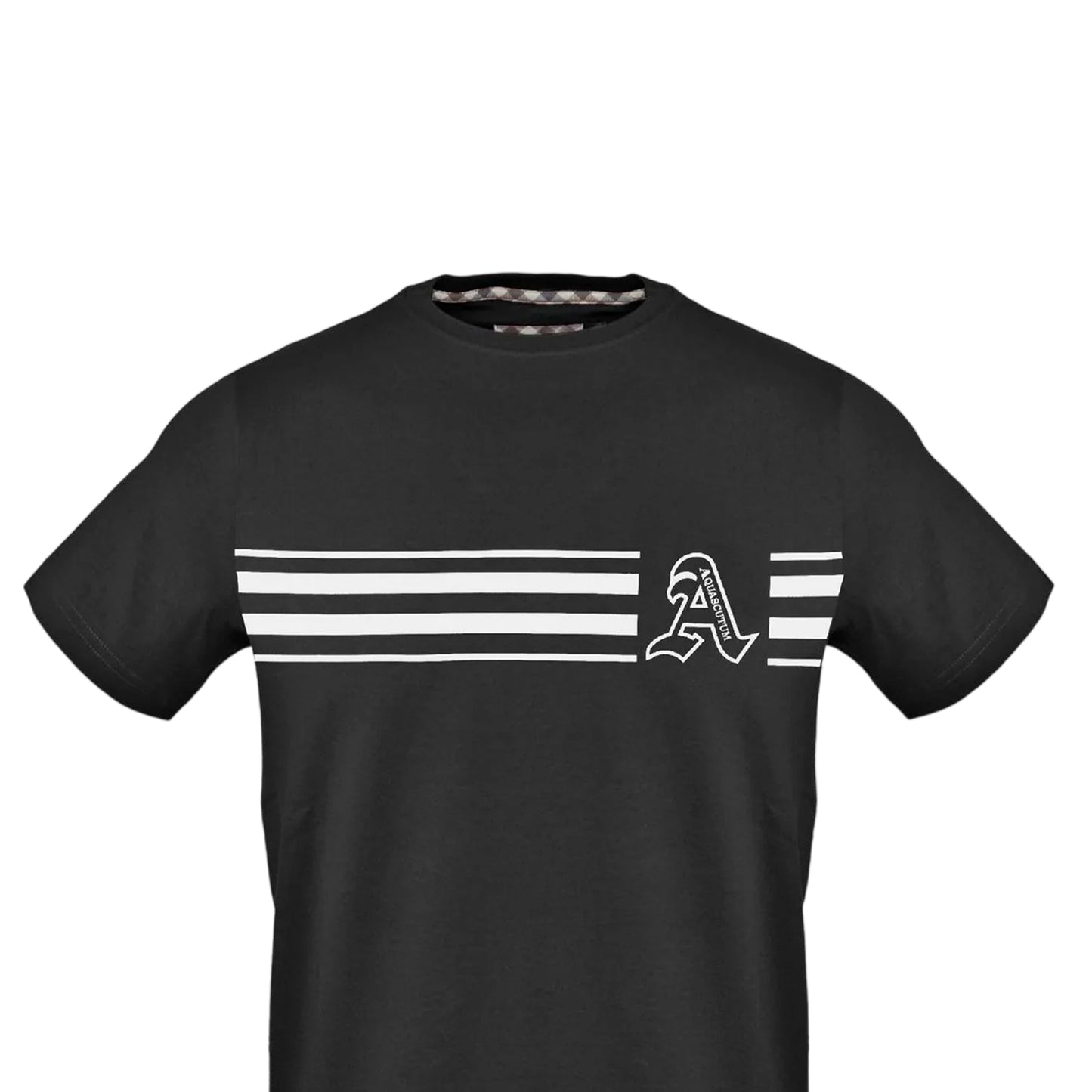 Black - Side - Aquascutum Mens Logo Crew Neck T-Shirt