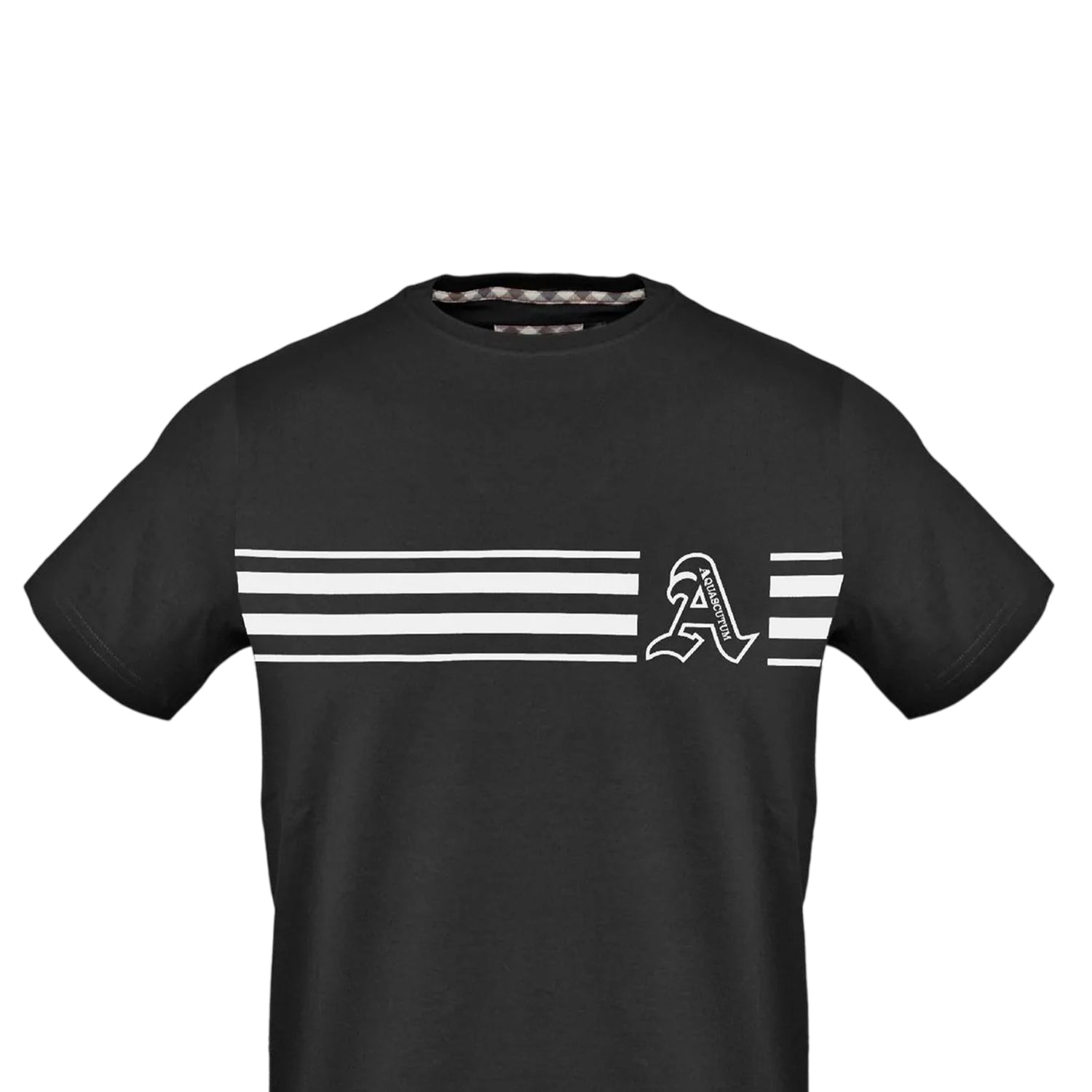 Black - Side - Aquascutum Mens Logo Crew Neck T-Shirt