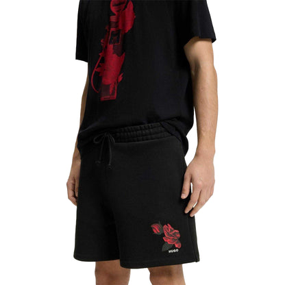 Black - Side - Hugo Mens Dagety Graphic Print Shorts
