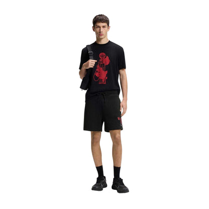 Black - Lifestyle - Hugo Mens Dagety Graphic Print Shorts