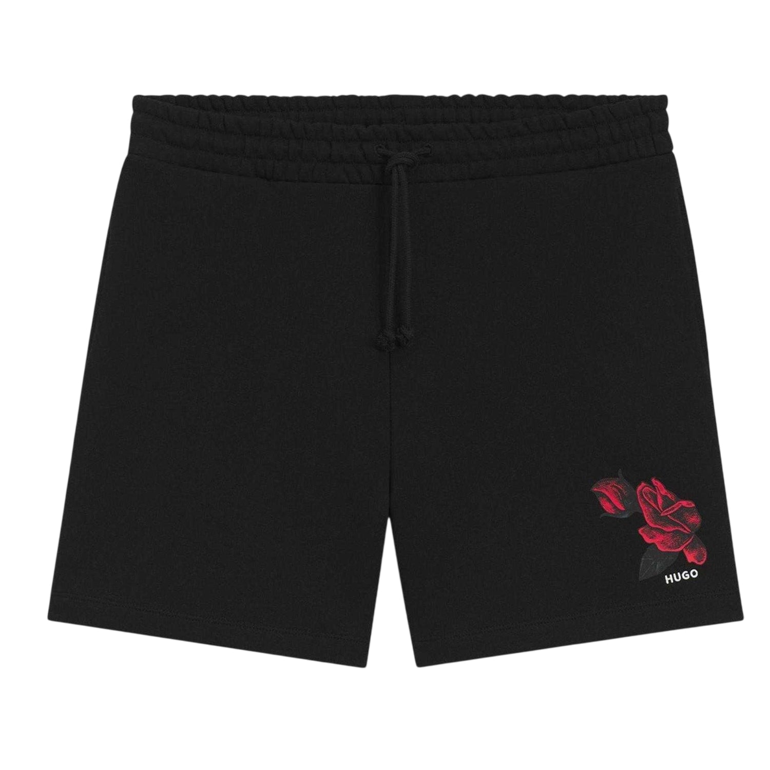 Black - Front - Hugo Mens Dagety Graphic Print Shorts