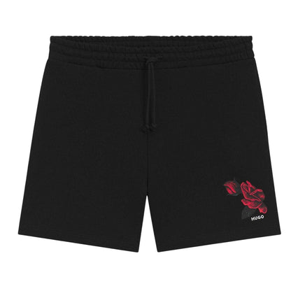 Black - Front - Hugo Mens Dagety Graphic Print Shorts