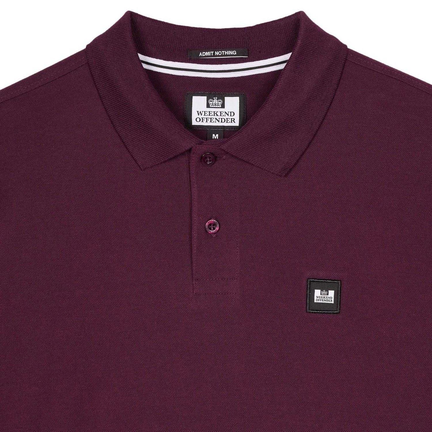 Berry - Side - Weekend Offender Mens Dice Badge Long-Sleeved Polo Shirt