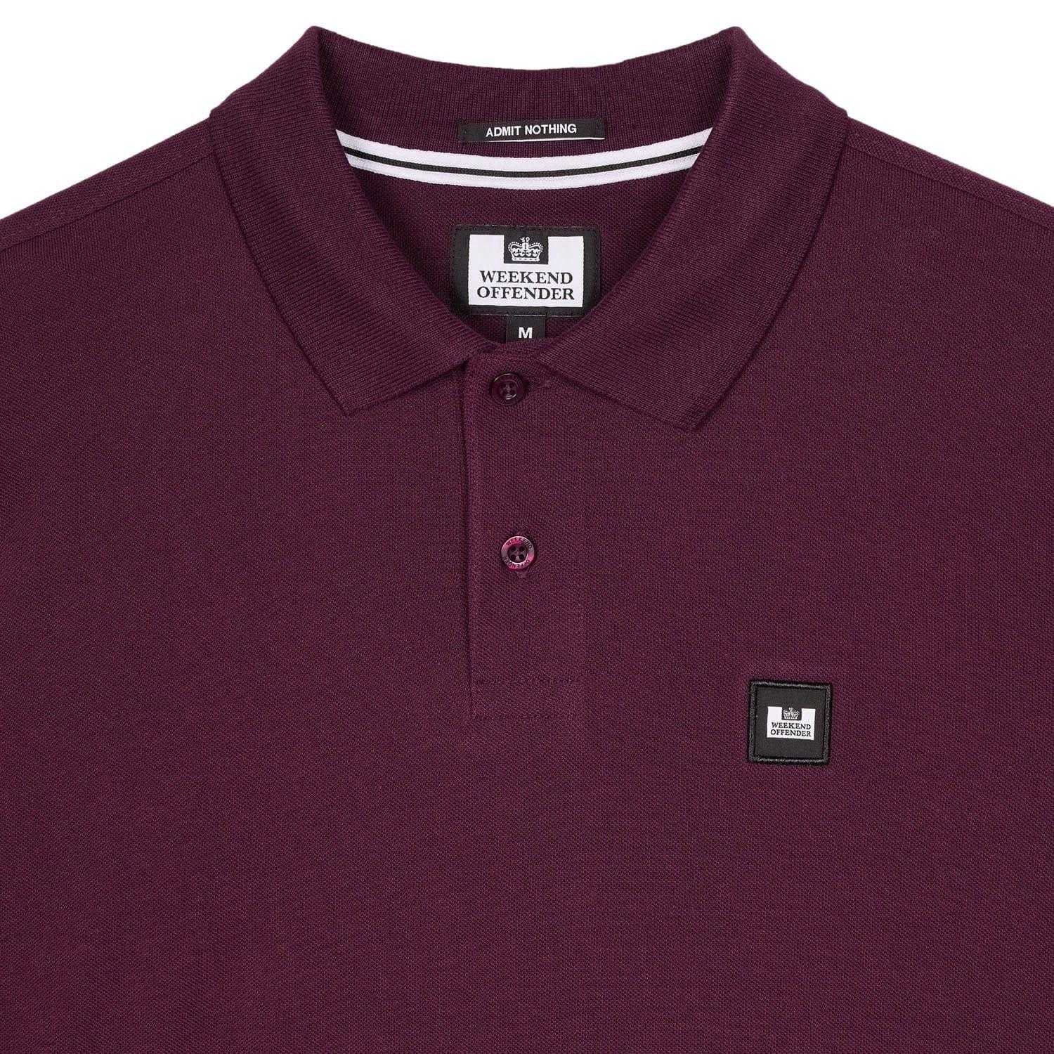 Berry - Side - Weekend Offender Mens Dice Badge Long-Sleeved Polo Shirt
