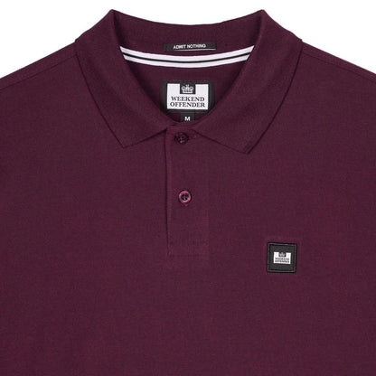 Berry - Side - Weekend Offender Mens Dice Badge Long-Sleeved Polo Shirt