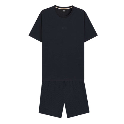 Dark Blue - Front - Boss Mens Relaxed Fit Short Pyjama Set