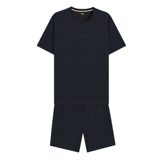 Dark Blue - Front - Boss Mens Relaxed Fit Short Pyjama Set
