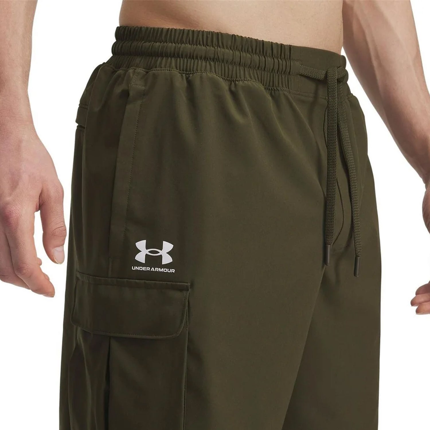 Green - Side - Under Armour Mens Vibe Woven Cargo Shorts